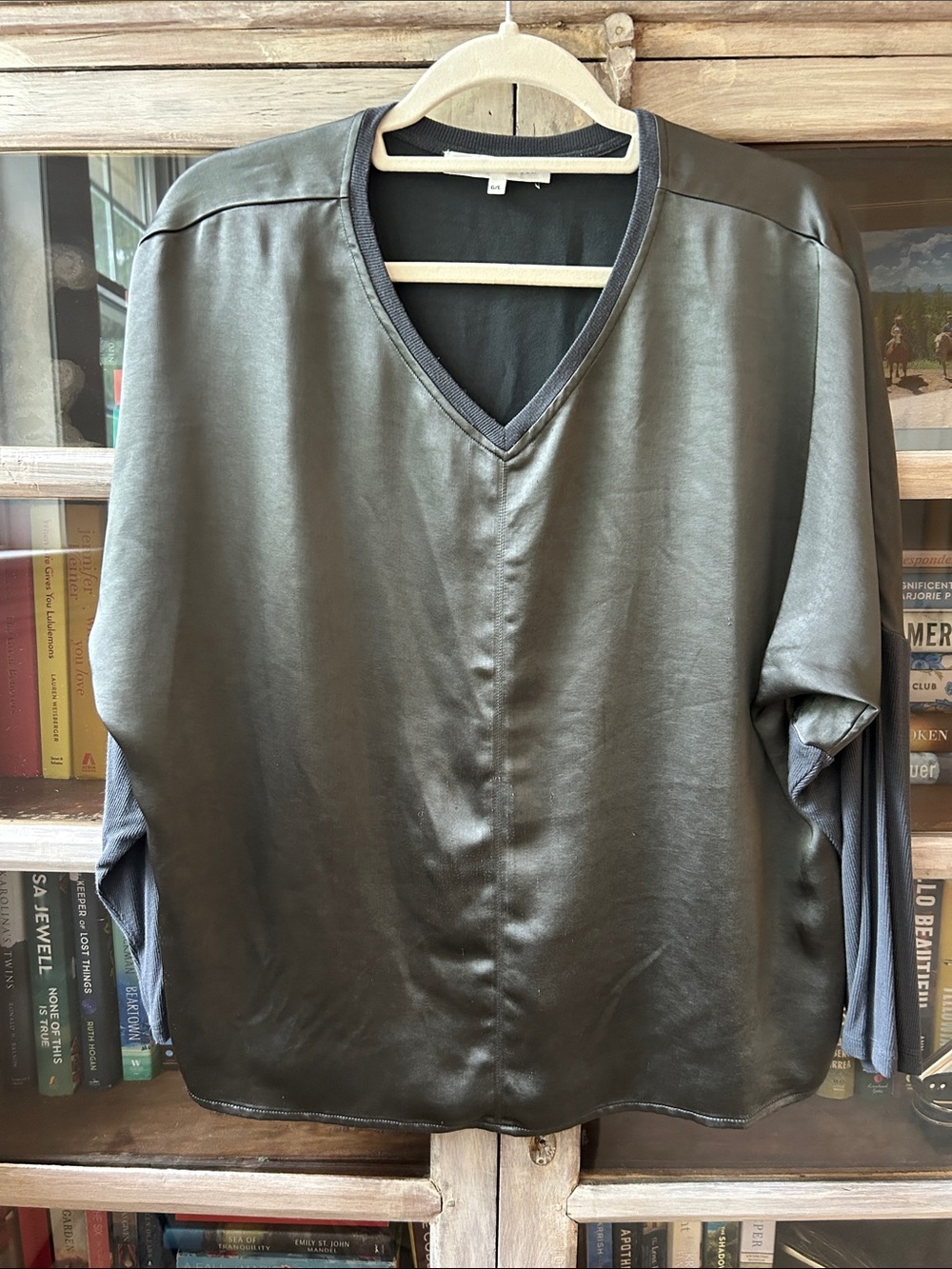 MELISSA NEPTON V-Neck Satin-Look Top